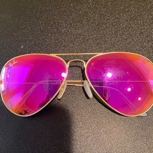 Pink Ray Ban aviator sunglasses